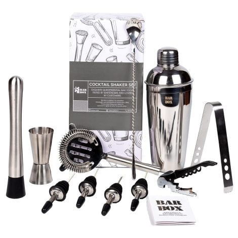 Get ready to shake up your drinks with the 11 Piece Bar Box Cocktail Shaker Set – Perfect Secret Santa gift for your home bar!