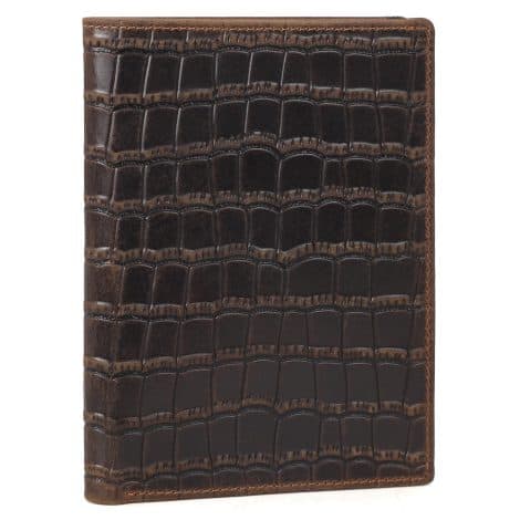 Polare Luxury RFID Blocking Passport Holder: Stylish travel wallet for Indian men and women, in Crocodile Dark Brown, Large, Retro design.