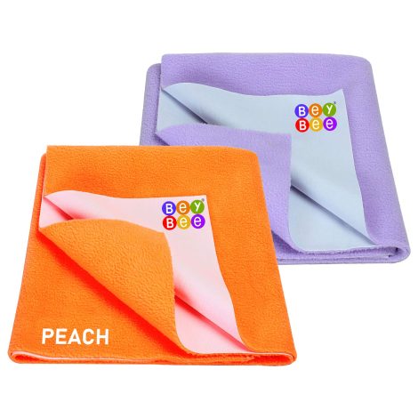 Get the BeyBee Waterproof Baby Bed Protector Dry Sheet combo in peach and violet for newborns. Perfect baby shower gift!