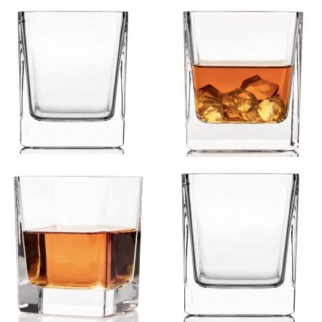 Set of 4 Square Glasses for Whiskey, Bourbon, and more – Perfect Whiskey Gifts for Men.