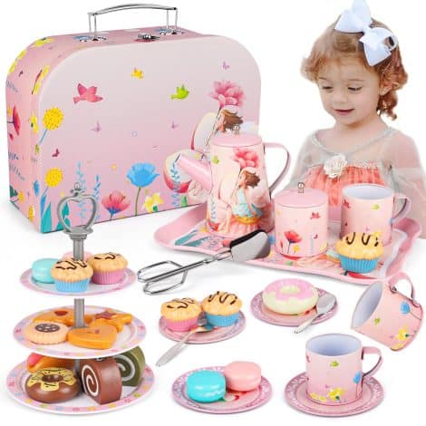 Tea Time Fun Set: Perfect birthday gift for young Indian princesses aged 3-8 with 35 delightful accessories.