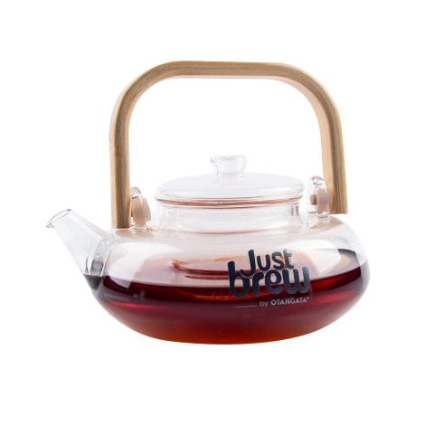 Introducing the Stylish JustBrew® Tea Pot! Experience quick tea infusion with this classy clear glass teapot.