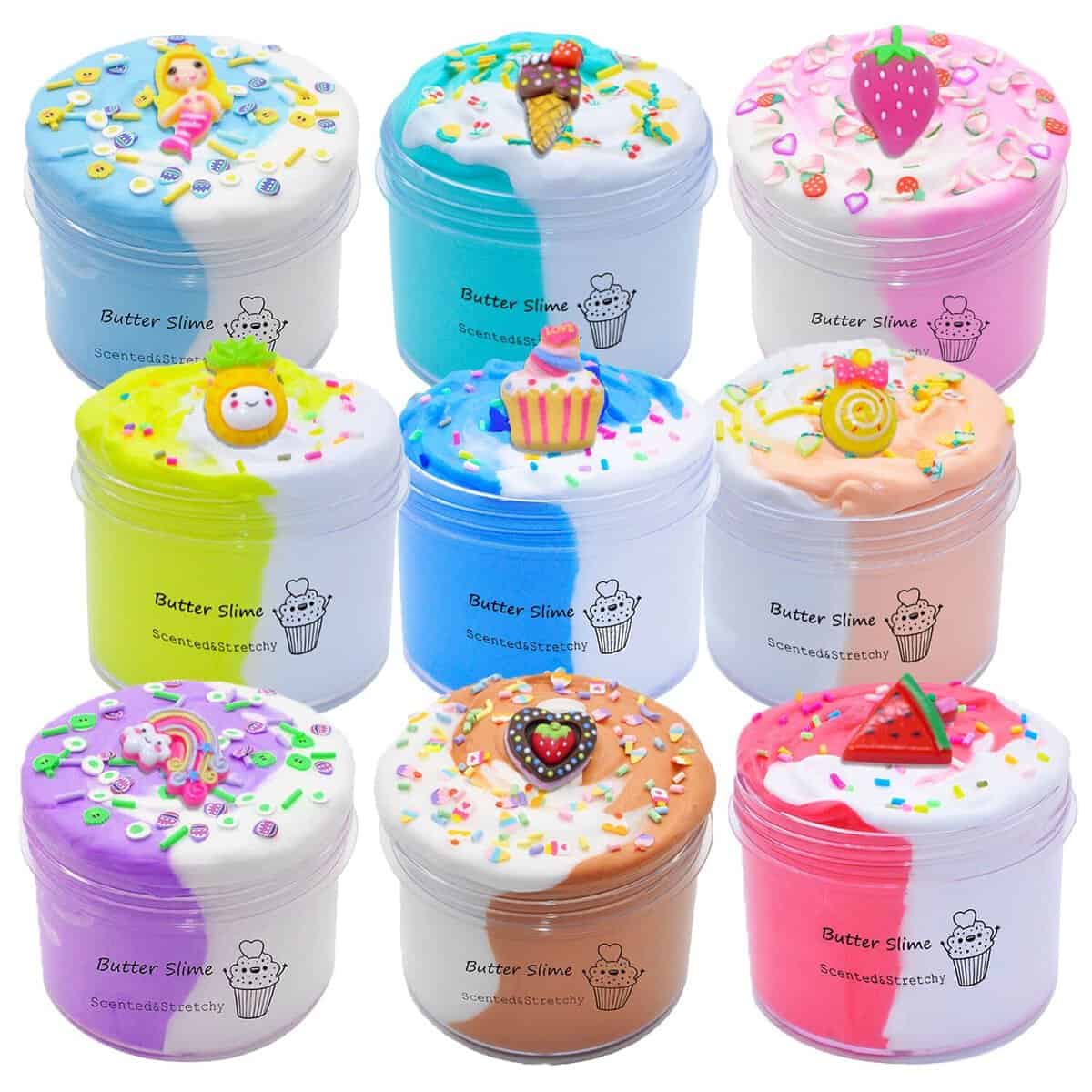 Butter Slime Kit Two-Toned 9 Packed for Girl Boys Party Favors Toys, Stocking Stuffers for Kids 6 7 8 9 10 11 12 Years Old