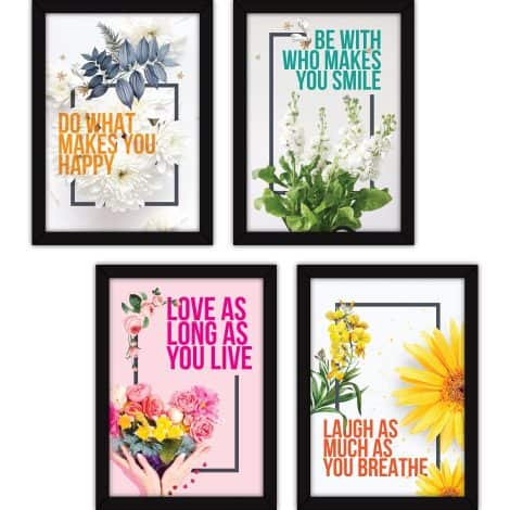 FATMUG Inspiring Quotes Wall Art – Set of 4, Bring Happiness to Your Office and Home.