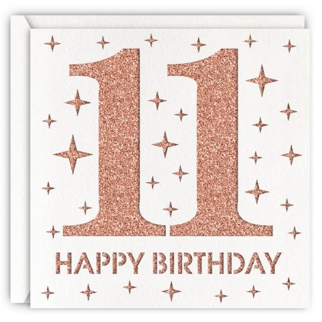 Happy 11th Birthday! Celebrate with an exquisite laser-cut Rose Gold Card for your beloved daughter or granddaughter.