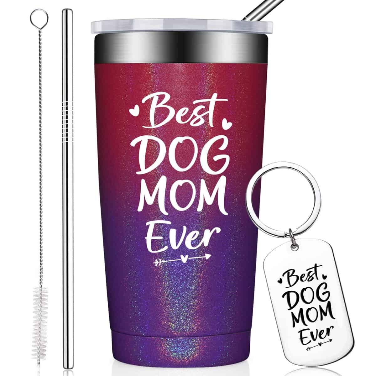 BIRGILT Dog Mom Gifts for Women - Best Dog Mom Ever - Dog Mom Mothers Day Gift - Funny Christmas Birthday Gifts for Mom, Dog Mum - 20oz Dog Mom Tumbler