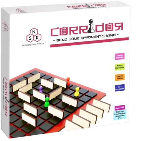 NSK Corridor Board Game for Kids, Adults, Family | Engaging Wooden Mind Game | Ideal for Home & Travel | Exciting for All Ages | Sturdy & Reliable.