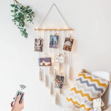 Boho Bedroom Décor: Macrame Photo Holder, Perfect as a Birthday or Memorial Gift for Indian consumers.