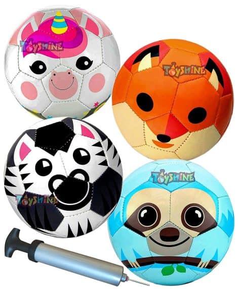 Edu-Sports 4 in 1 Kids Football Soccer Toy Ball, Size 3, 4-8 Years – Fox, Unicorn, Sloth, Zebra. Perfect gift for Indian kids!