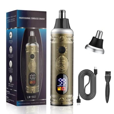 RESUXI Ear and Nose Hair Trimmer: A rechargeable hair clipper with replaceable blades and LED display for Indian men and women.