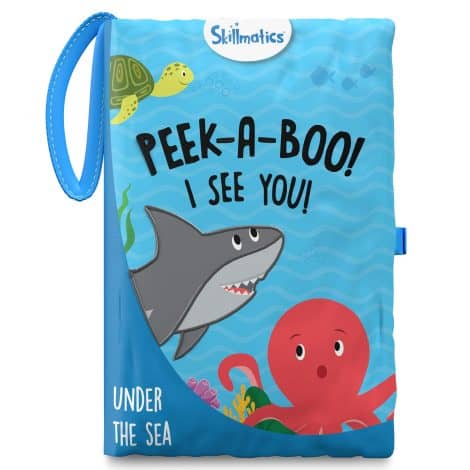 Skillmatics Peek-A-Boo Underwater Animal Book – Soft Cloth Book for Babies, Stimulating Senses, Perfect Gift for 6+ Months.