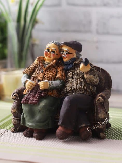 CraftVatika Dada Dadi Romantic Couple Miniatures: Vibrant Sofa Showpiece for Home, Perfect Gift for Love, Anniversaries.