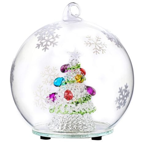 Colorful LED glass globe hanging ornament for a delightful Christmas home décor – Santa Tree Snow Globe.