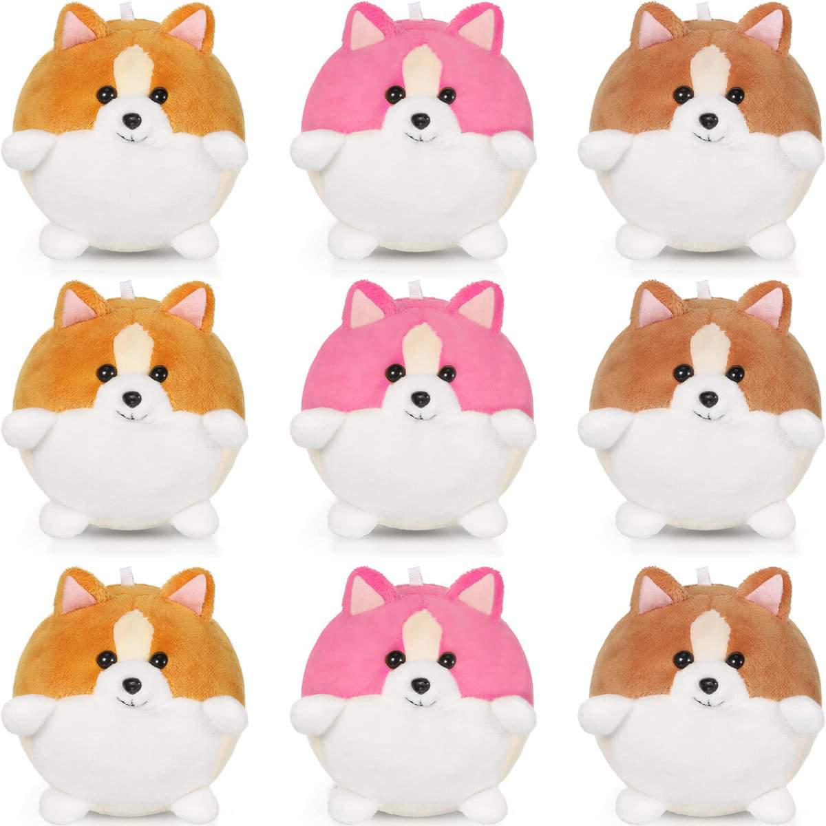 9 Pcs Operation Christmas Mini Puppy Dog Stuffed Animals Bulk Small Plush Party Favors Soft Baby Puppies Birthday Gift for Kids Girls Boys Backpack Pendant Keychain (Cute Puppy)