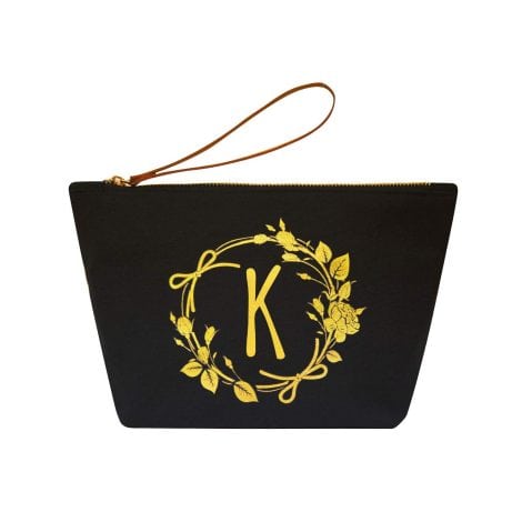 StylishPark Marriage Souvenirs for Bride Customized Gifts for Ladies Monogram “K” Travel Make-up Pouch; ideal for Birthdays, Teachers.