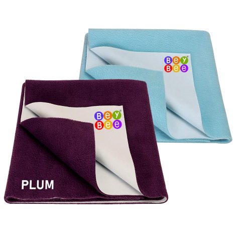 BeyBee® Baby Bed Protector Dry Sheet for Newborns, Waterproof and Gift Pack – Large Combo, Plum and Sea Blue.