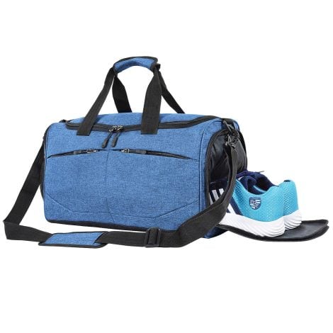 FATMUG Unisex Polyester Sports Gym Duffle Bag with Wet Pocket & Shoe Compartment, Navy Blue 28L – Perfect for Indian fitness enthusiasts!