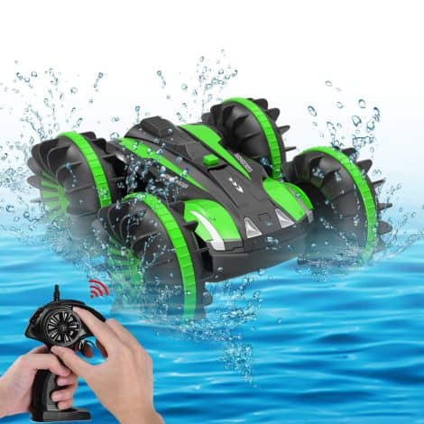 Seckton Toys 2.4 GHz Remote Control Amphibious RC Car: Perfect gift for 5-10 year old boys and girls, ideal for land and water stunts.