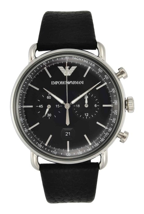 Armani Aviator Black Dial Men’s Watch – A classy timepiece for Indian gentlemen by Emporio Armani.