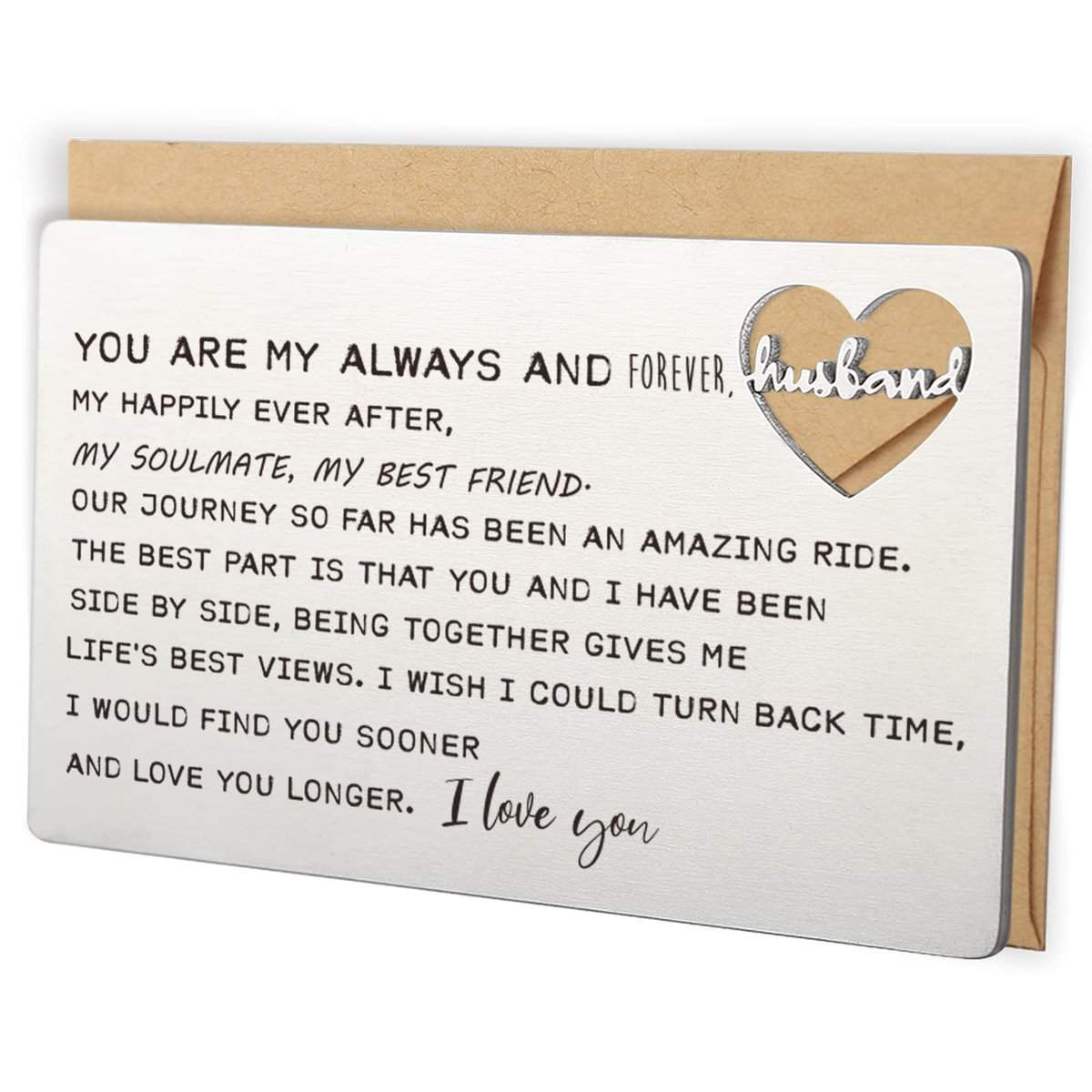 YODOCAMP Husband Gifts From Wife, Love Note Engraved Wallet Insert Card Gifts for Husband Hubby Fiance Anniversary Birthday Christmas Valentine's Day Romantic Gifts