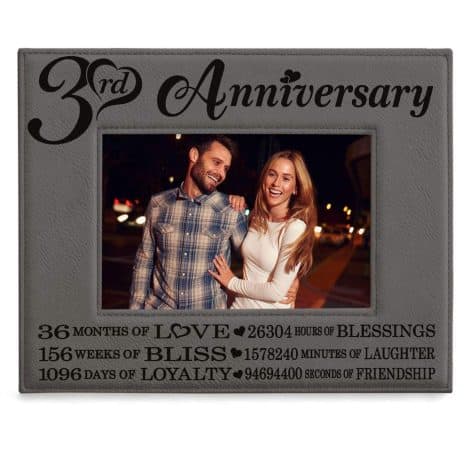 KATE POSH – Elegant Leather Photo Frame to Celebrate 3 Years of Love and Marriage (5×7-Horizontal)