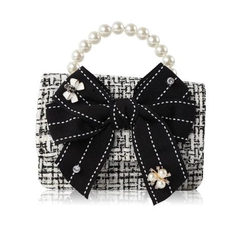 HOOLCHEAN Mini Bowknot Handbag, Black 2, for little Indian girls, with chain strap.