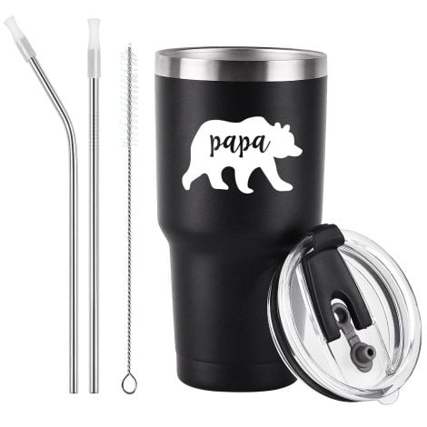 Gingprous Black Travel Mug – Perfect Gifts for Indian Dads on Birthdays, Father’s Day & Christmas.