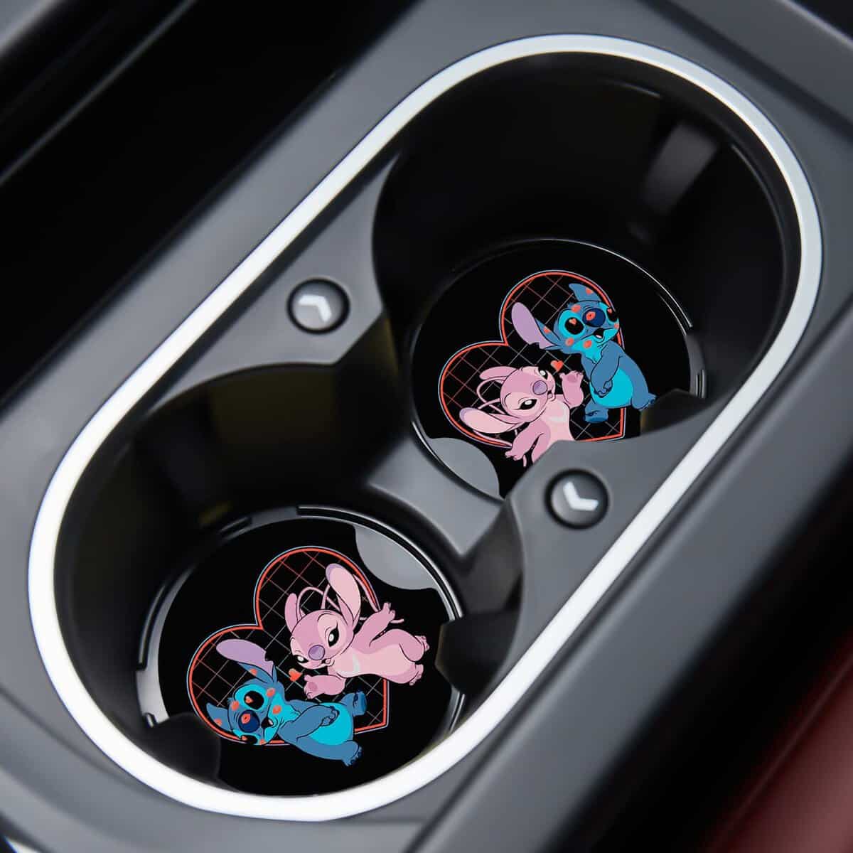 Car Cupholder Coaster Absorbent 2 Pack Cute Funny Fun Cartoon Black Rubber New Automotive Cup Holder Decal Decor Accessories Gift for Women Men CBD208