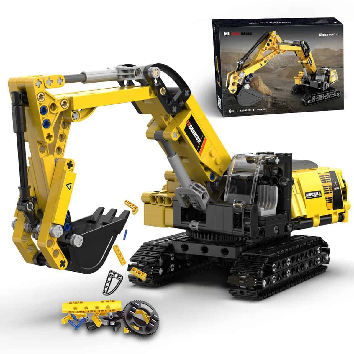 STEM Building Toys for 6 7 8 9 10 11 12 + Years Old Boys, Building Truck Excavator Toy Gifts for 6-15 yrs Kids, Construction Engineering Vehicle Toys Boys Girls Christmas Birthday Gift(467 Pcs)