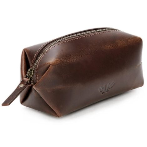 Luxeoria’s Genuine Leather Cosmetic Travel Bag, handcrafted in Retro Brown, for stylish women and men.