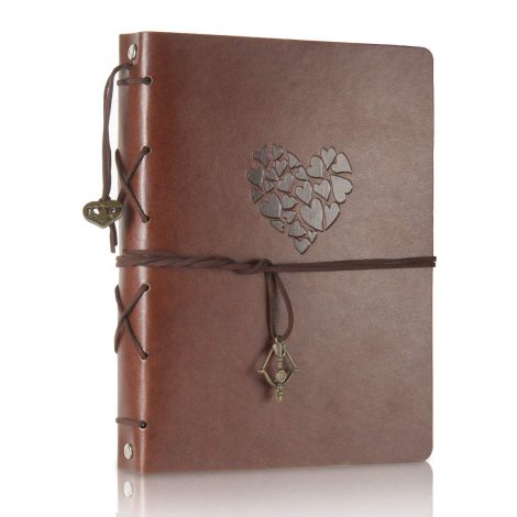 DIY Memories Book made of Scrapbook Leather, with 60 Black Pages. Perfect gift for Valentine’s, Anniversaries, and Birthdays for Wife, Mum, Daughter, or Girlfriend. Spread Love!