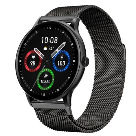 Fire-Boltt Phoenix Smartwatch, a stylish stainless steel watch with Bluetooth, AI Voice Assistant, and health features.