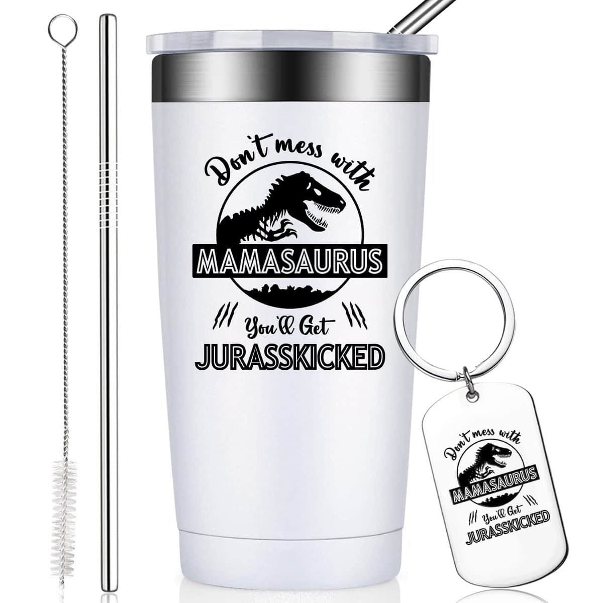 BIRGILT Gifts for Mom from Daughter, Son - Mothers Day Gift - Funny Christmas Birthday Gifts for Mom, Mum, Mama, Mommy - 20oz Mamasaurus Tumbler