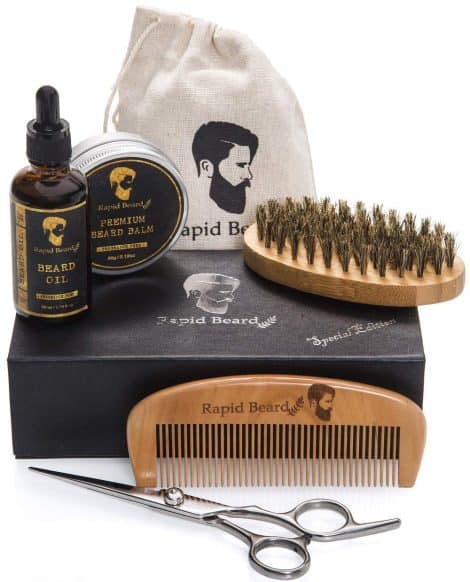 Complete Men’s Beard Care Kit – Includes Brush, Comb, Unscented Beard Oil, Balm, Scissors for Styling & Growth. Perfect Gift!