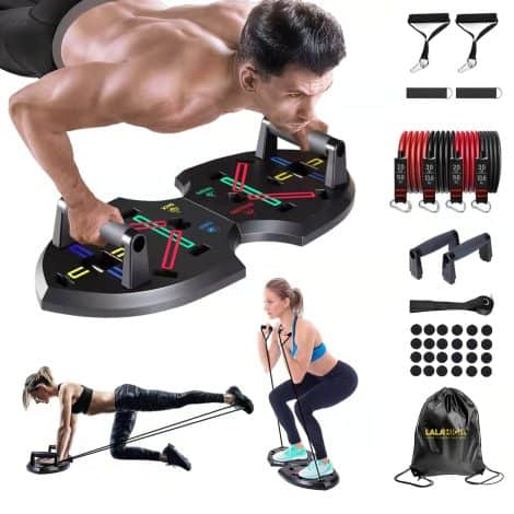 Enhanced Push-Up Board: Versatile 20-in-1 Push-Up Bar with Resistance Bands, Handy Home Gym, Strength Training Gear, Ideal for Men and Women, Perfect Push-Up Handles, Home Fitness Kit, Boyfriend’s Surprise Gift.