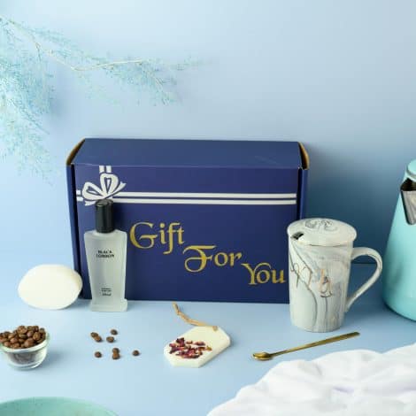 Luxury Diwali gift set for Indian couples – includes Mr. Coffee Mug, premium perfume, bath soap, and more. Perfect for anniversary, engagement, or birthday.