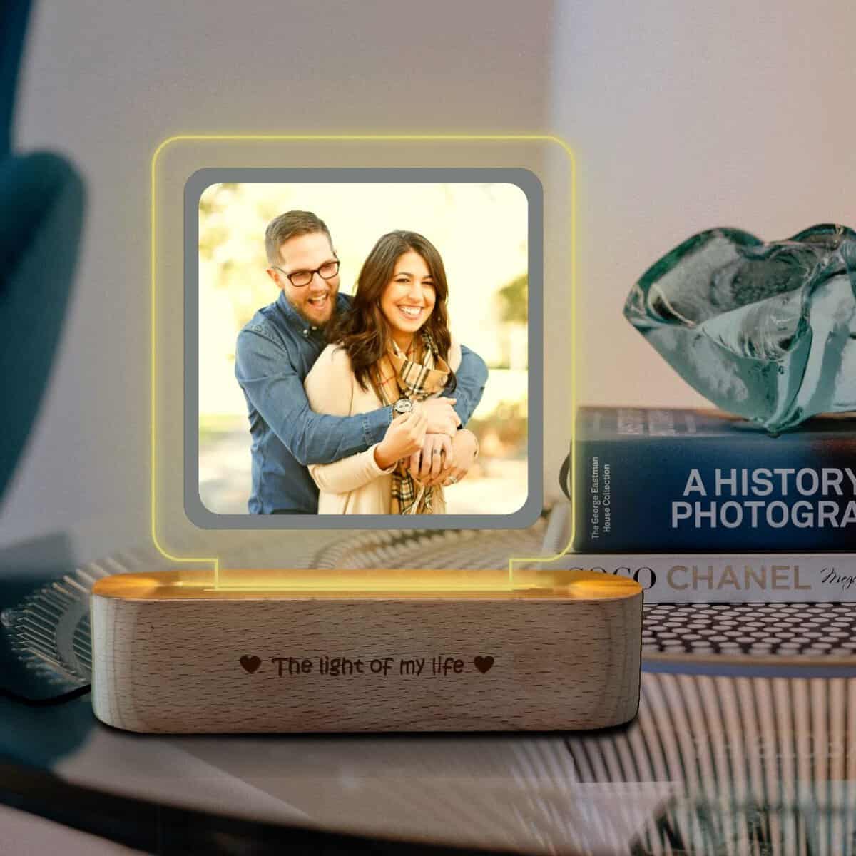 ZOCI VOCI Anniversary Gift for Couple Special Personalized - LED Photo Frame | Customized Birthday Gift For Wife & Husband | Photo Lamps (Memorilit)