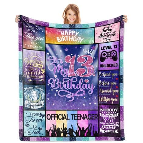 Zlomjro 13th Birthday Gift: Throw Blanket (50″x60″) for Girls, Perfect Birthday Gift Ideas for 13-Year-Old Indian Girls.