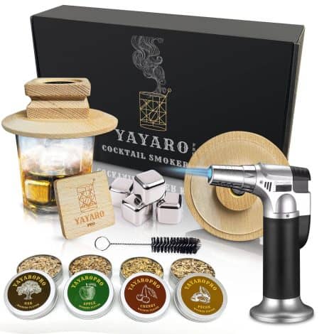 Complete Cocktail Smoker Kit including Torch, Whiskey Stones, Bourbon Smoker Kit, 4 Wood Chips Flavors. Perfect for Indian bartenders and home bars.