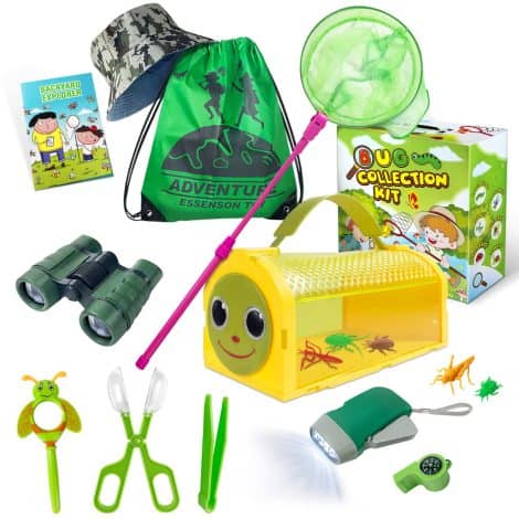 ESSENSON Bug Catcher Kit – Adventure Gift Set for Indian Kids, Ages 3-8+: Bug House, Binoculars, Butterfly Net, Camping.