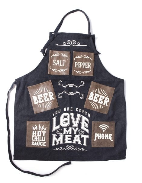 Boxer Gifts ‘Love My Meat’ Fun BBQ Apron | Durable Canvas with Pockets | Perfect Gift for Him on Special Occasions