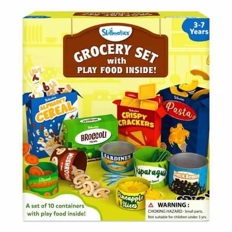 Skillmatics Grocery Set – Over 100 pieces, includes 10 containers with play food; realistic toys for Indian kids’ kitchen. Perfect gift for 3+ girls & boys.