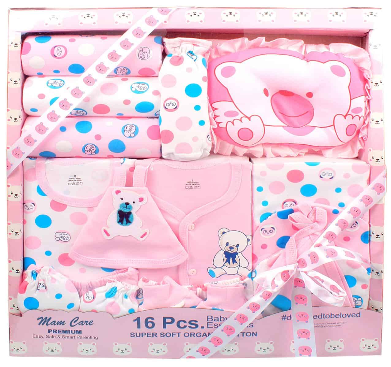 MOM CARE Newborn Gift Set Has All Born Baby Items for Both Newly Born Baby Boy or Girl for or Girls Unisex 16pcs Set Red