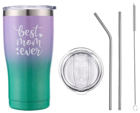 “Stainless Steel Vacuum Insulated Tumbler – Celebrate Mom with this ‘Best Mom Ever’ Tumbler!”