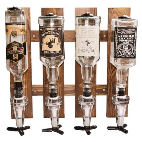 Wooden Wall Mounted Liquor Dispenser with 4 Bottles – Perfect for Home Bar or Party! (4 Dispensers)