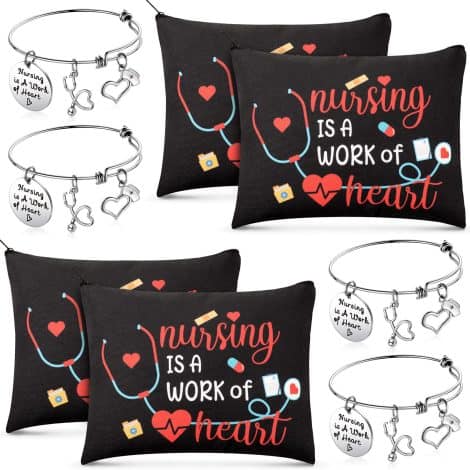 8 Piece Kit to Show Your Appreciation for Nurses – Includes Makeup Bag, Bracelets, and More. Perfect for Nurse Day and Christmas Gifts.