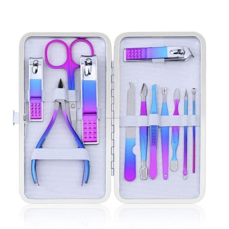 Luxury Travel Case included: 12Pcs Professional Manicure Set for Men and Women, perfect for grooming.