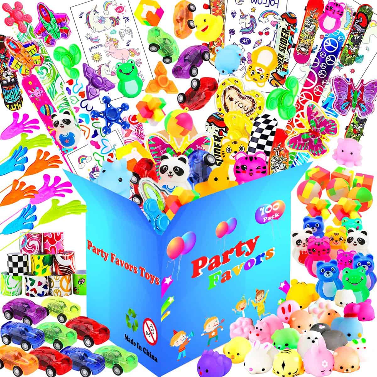 100 Pcs Party Favors Toys for Kids, Treasure Box Toys for Classroom Carnival Prizes Rewards, Stocking Stuffers, Goodie Bag Stuffers for Kids Party, Pinata Fillers Birthday Gifts Bulk Toys