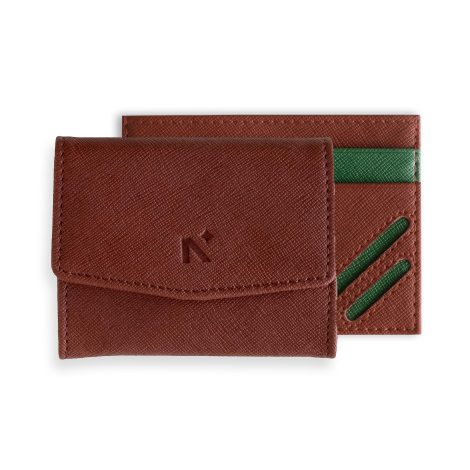 NEORAH — Personalized Couples Gift Set, Vegan Leather Men’s Card Holder & Women’s Card Wallet with Coin Compartment. Customize with name. Also available: Personalized Passport Cover. Perfect gift for any occasion. (BROWN)