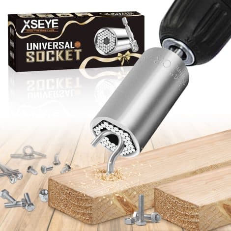 Woodworking tools ideal for gifting on Christmas or birthdays, including universal socket and power drill adapter. Perfect for men.